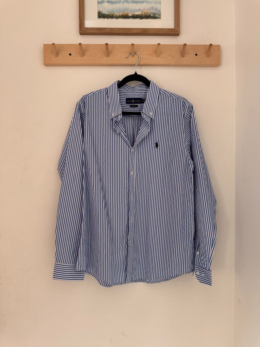Ralph Lauren classic poplin blue and white stripe button down